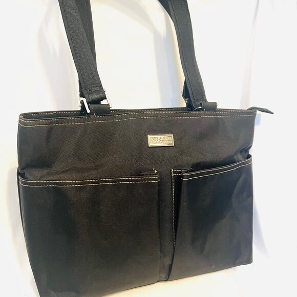 Kenneth Cole Reaction-Black Nylon Tote Purse-Easy Clean-Lots of Storage-Zip Up - Picture 1 of 15